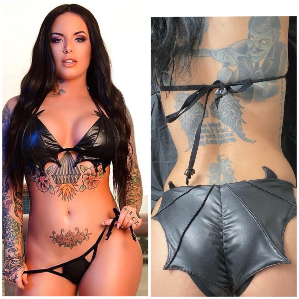 🦇Handmade!! Batwing Bikini Top and Bottoms Size Sm-Md